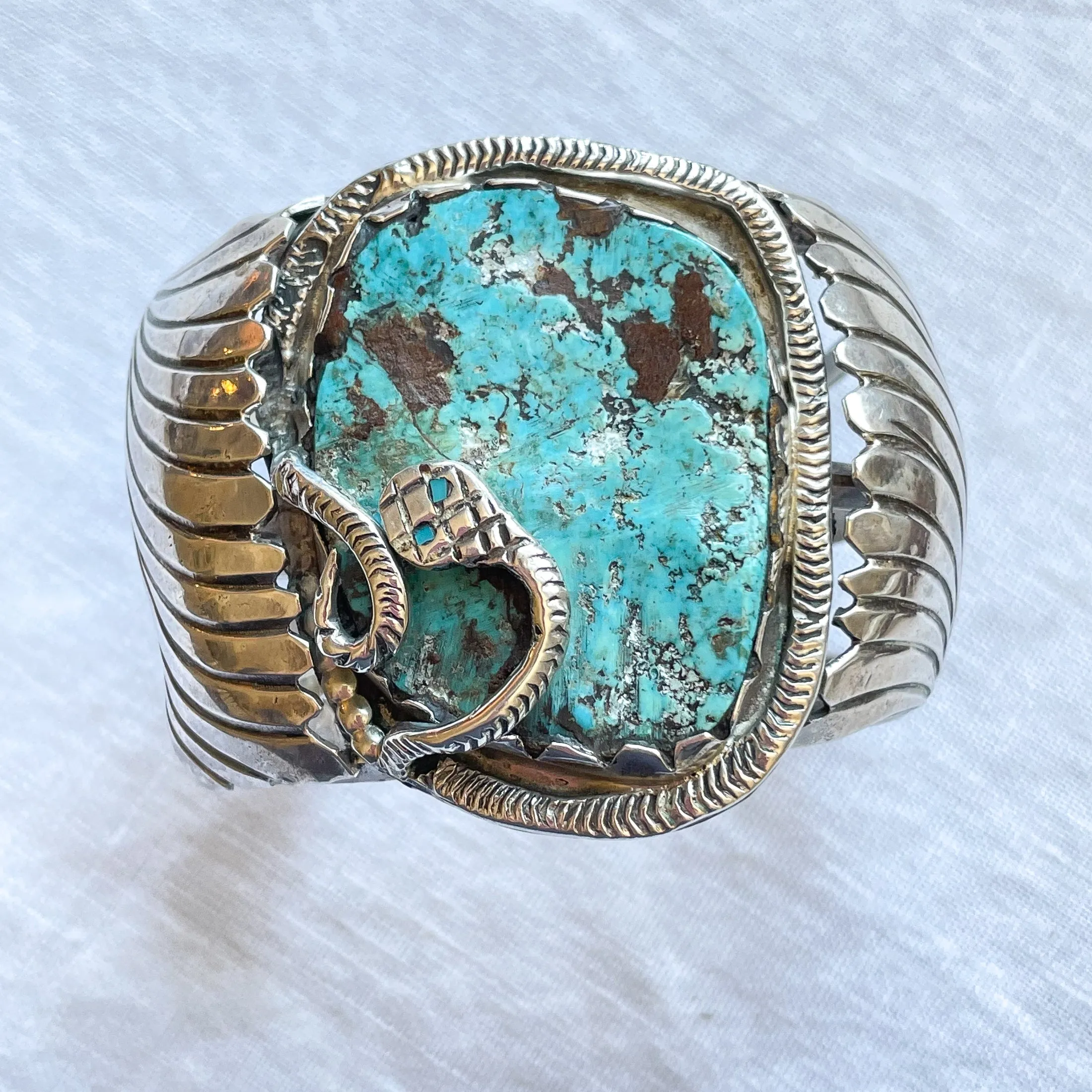 Dan Simplicio Sterling Turquoise Snake Statement Cuff Bracelet