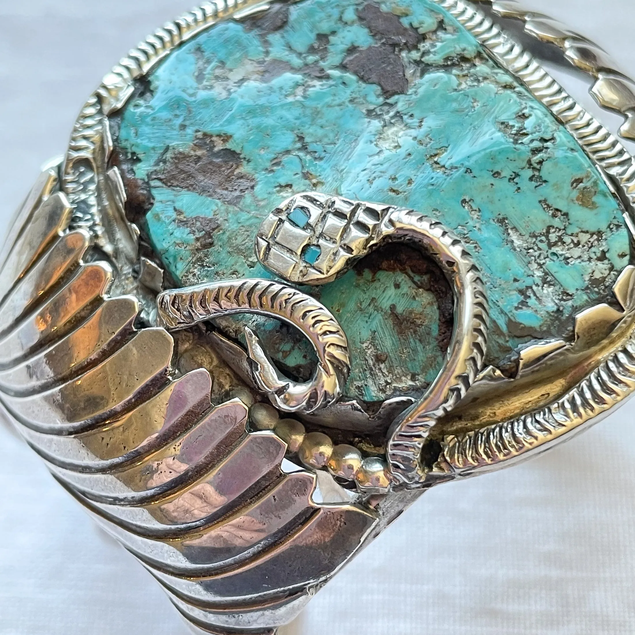 Dan Simplicio Sterling Turquoise Snake Statement Cuff Bracelet