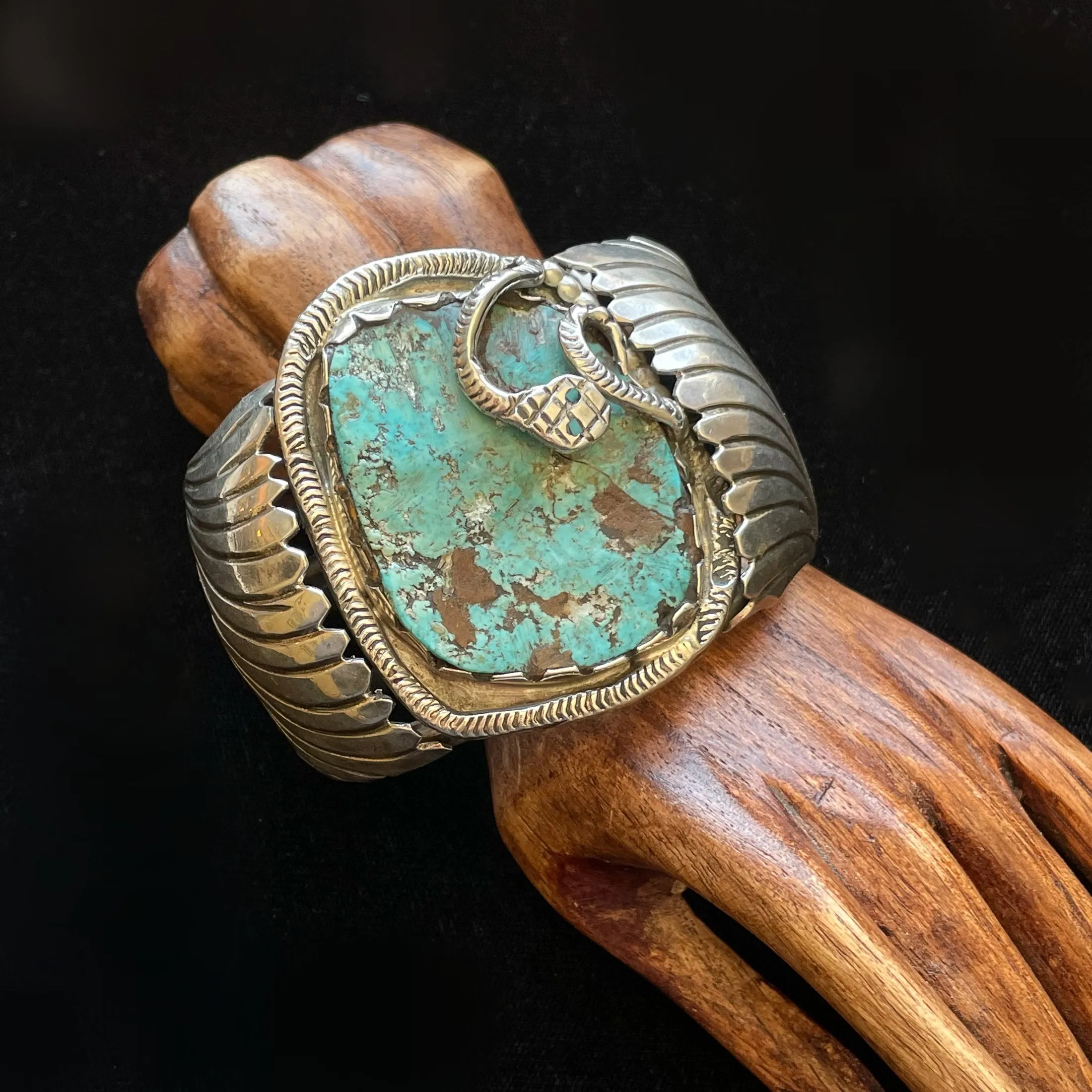 Dan Simplicio Sterling Turquoise Snake Statement Cuff Bracelet