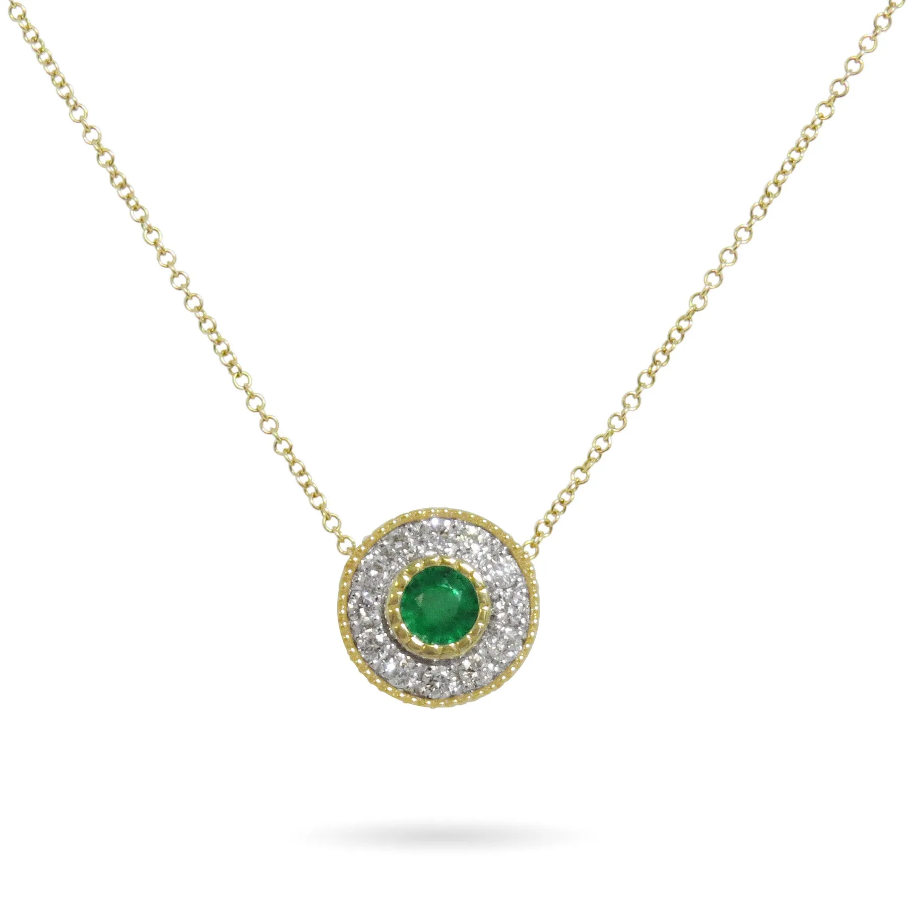 Diamond and Emerald Pendant Necklace