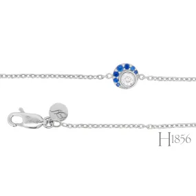 Diamond and Sapphire Crescent Moon Cable Bracelet