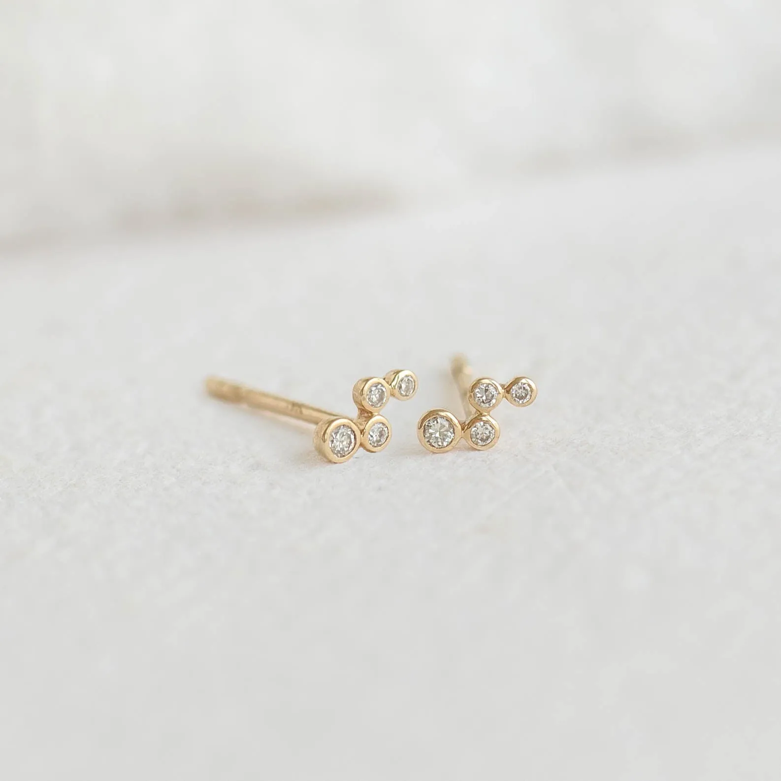 Diamond Bubble Stud Earrings 14k Gold - Alannah