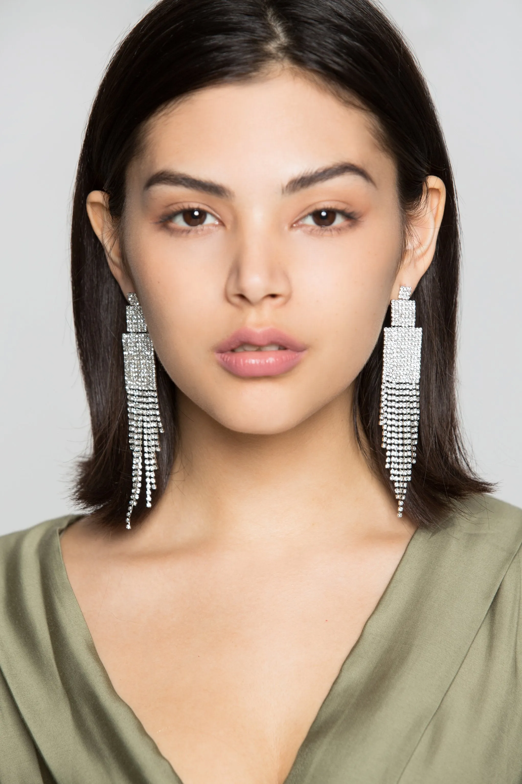 Diamond Cube Cascading Long Earrings