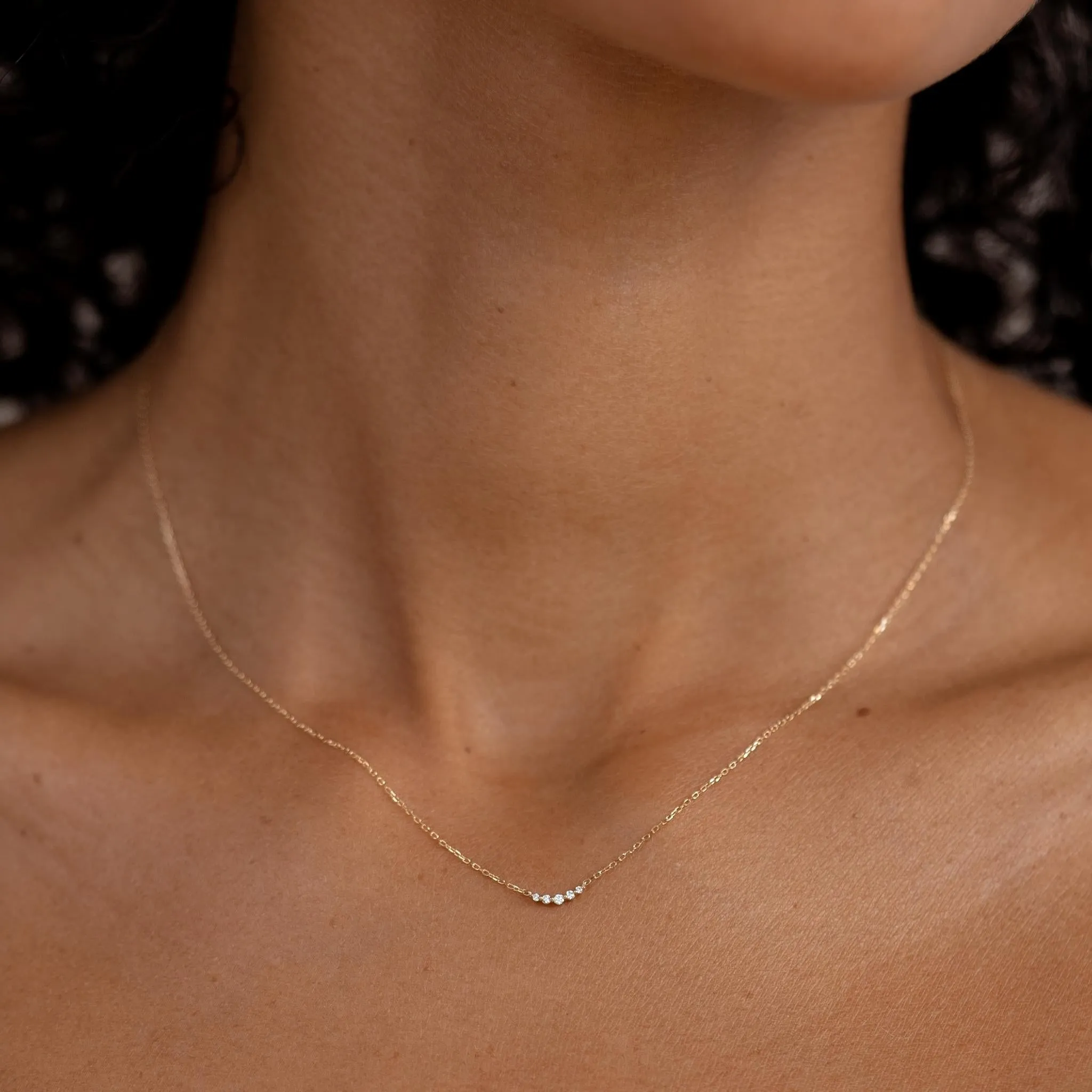 Diamond Curved Bar Necklace 14k Gold - Jemma