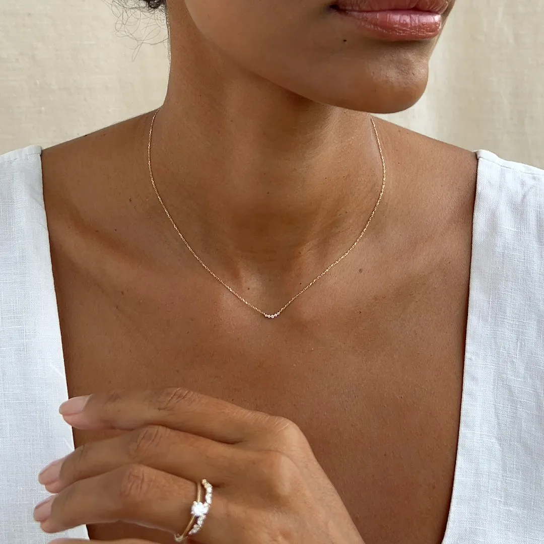 Diamond Curved Bar Necklace 14k Gold - Jemma