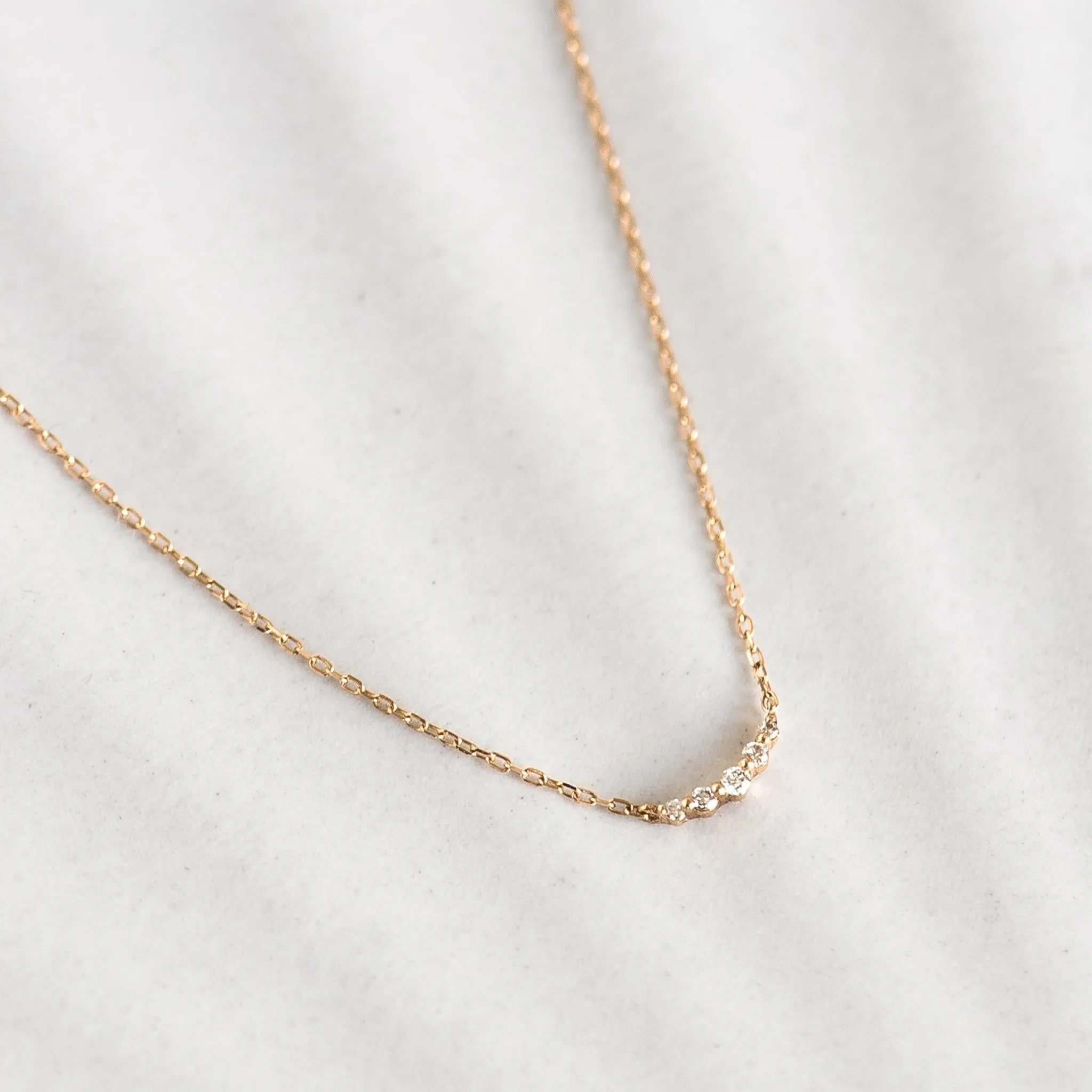 Diamond Curved Bar Necklace 14k Gold - Jemma