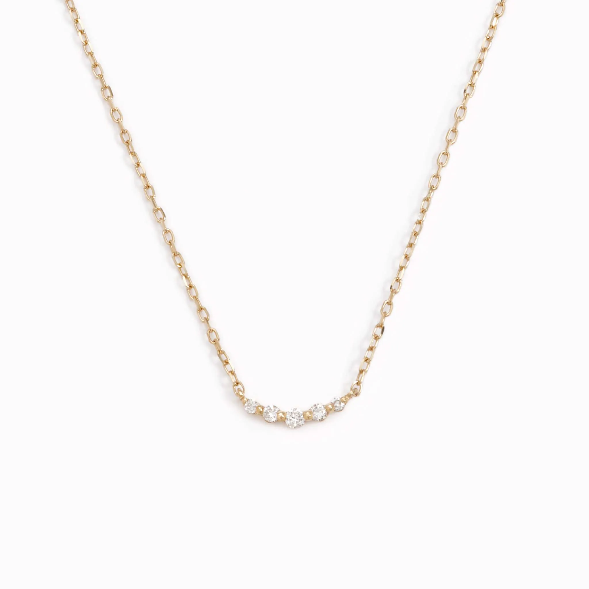 Diamond Curved Bar Necklace 14k Gold - Jemma