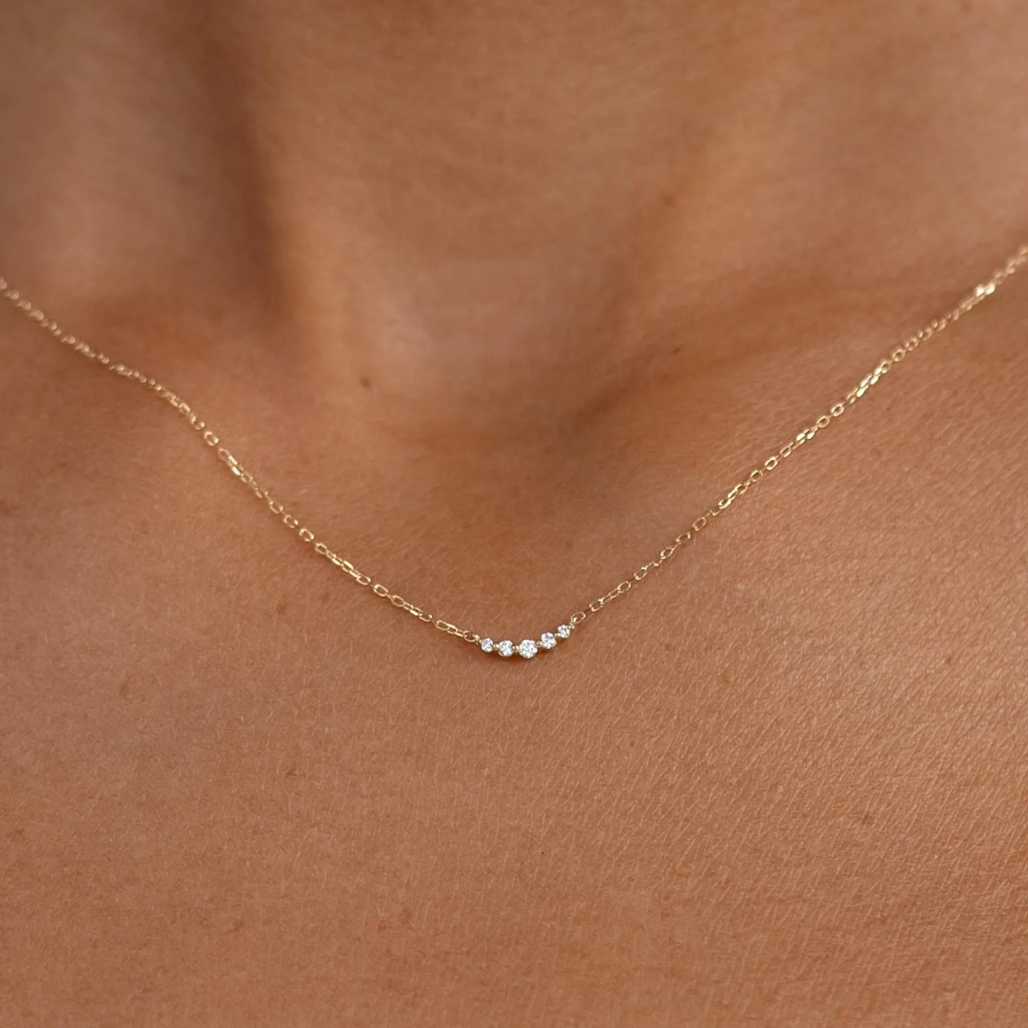 Diamond Curved Bar Necklace 14k Gold - Jemma