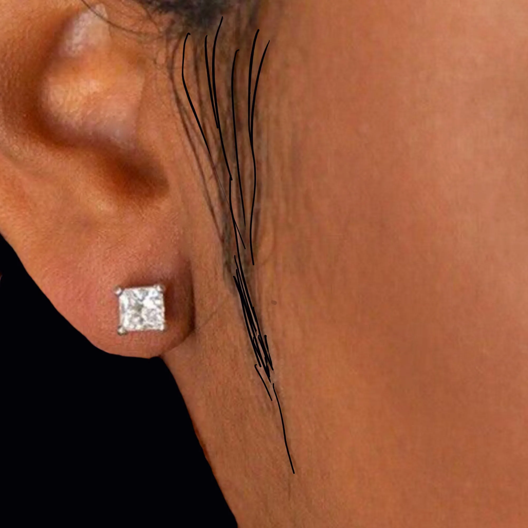 Diamond Stud Earring - Ascher Cut One Carat Each Ear