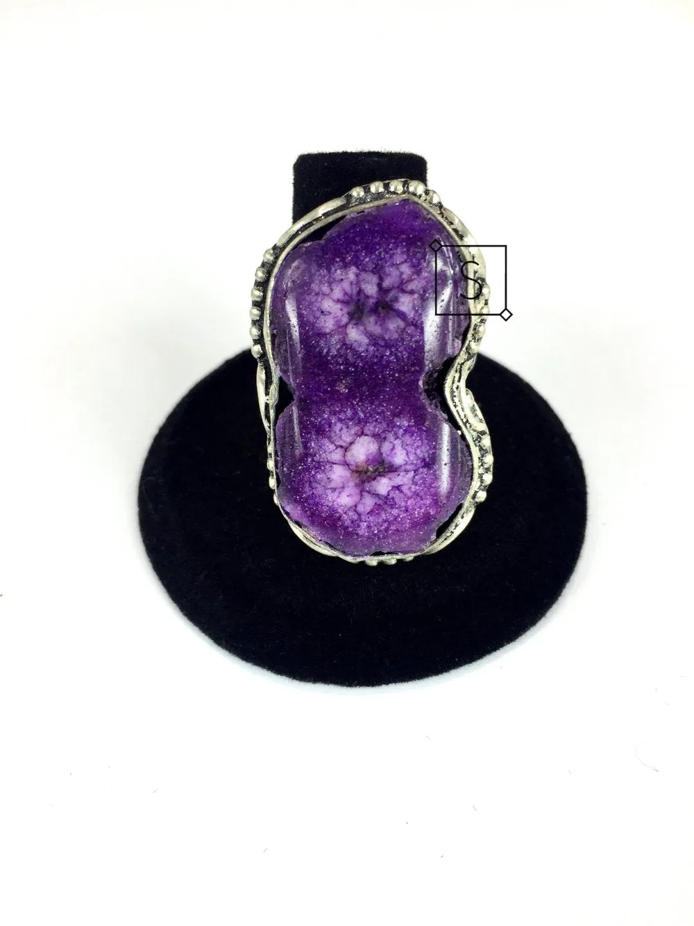 Double Purple Agate Stone Ring