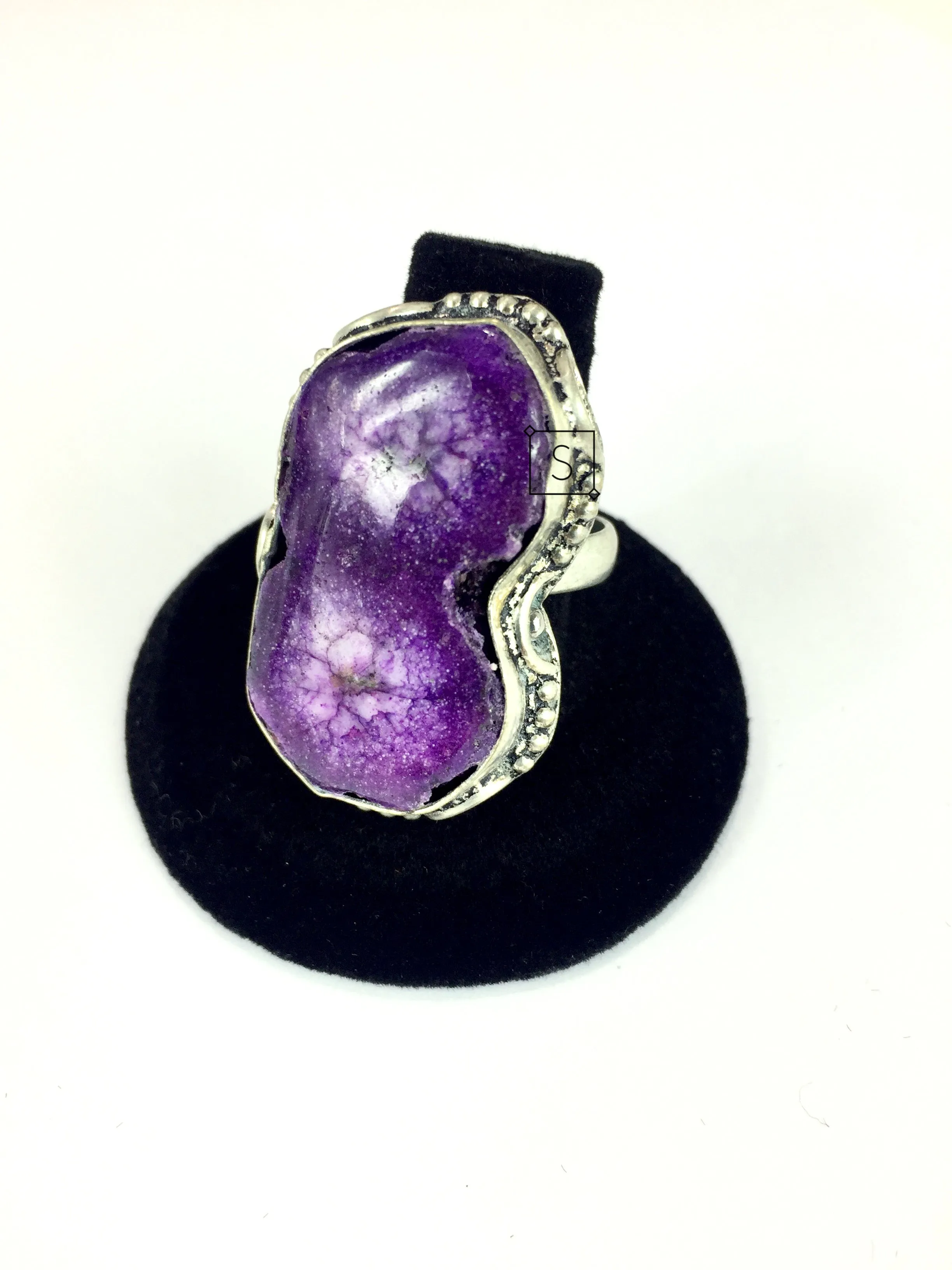 Double Purple Agate Stone Ring