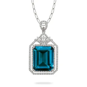 Doves London Blue Topaz and Diamond Pendant P10249LBT