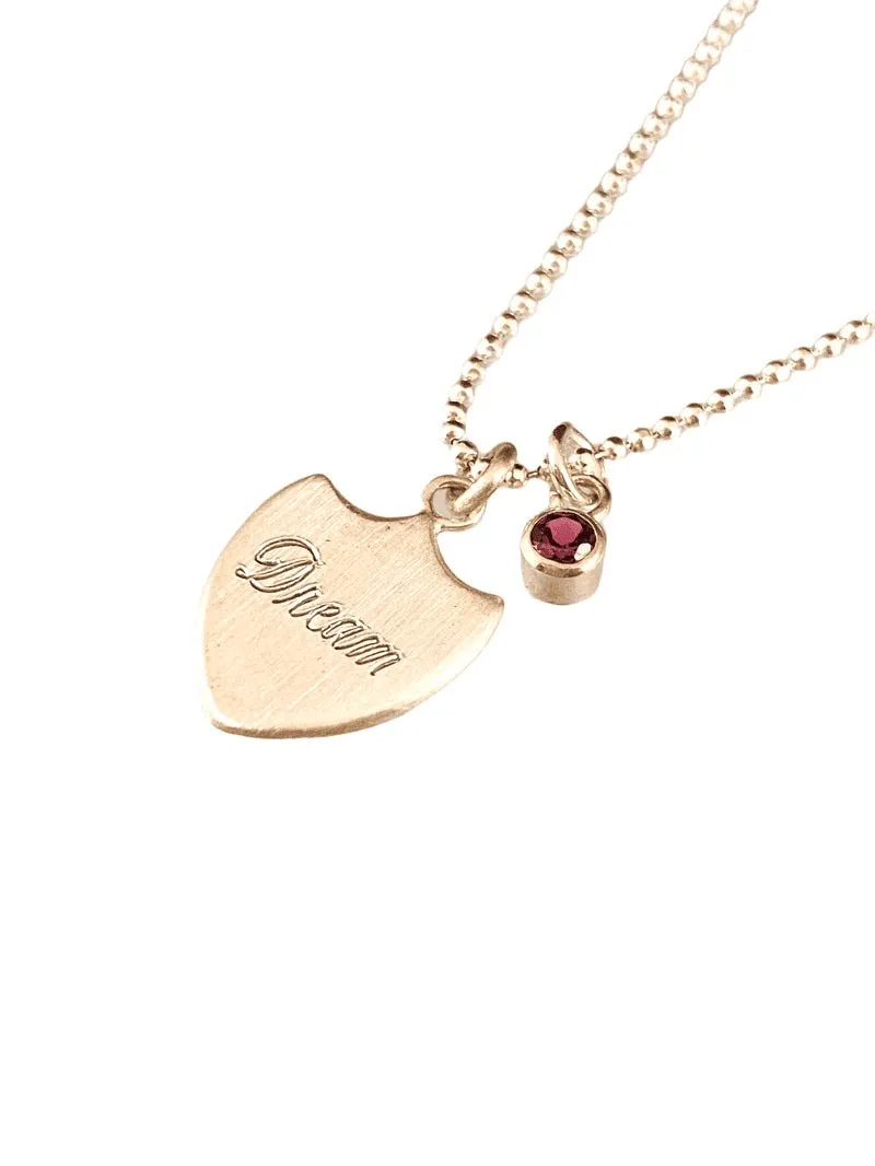 Dream Shield 2 Necklace with Rhodolite Garnet Charm