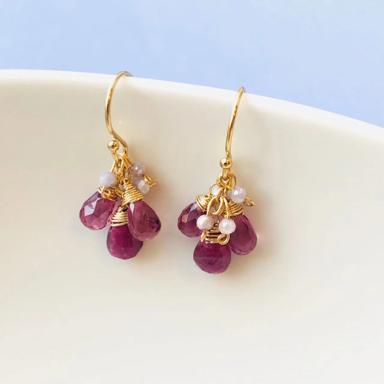 Earrings 2691A with Malaia Garnet Ruby Drops by Michelle Pressler Jewelry