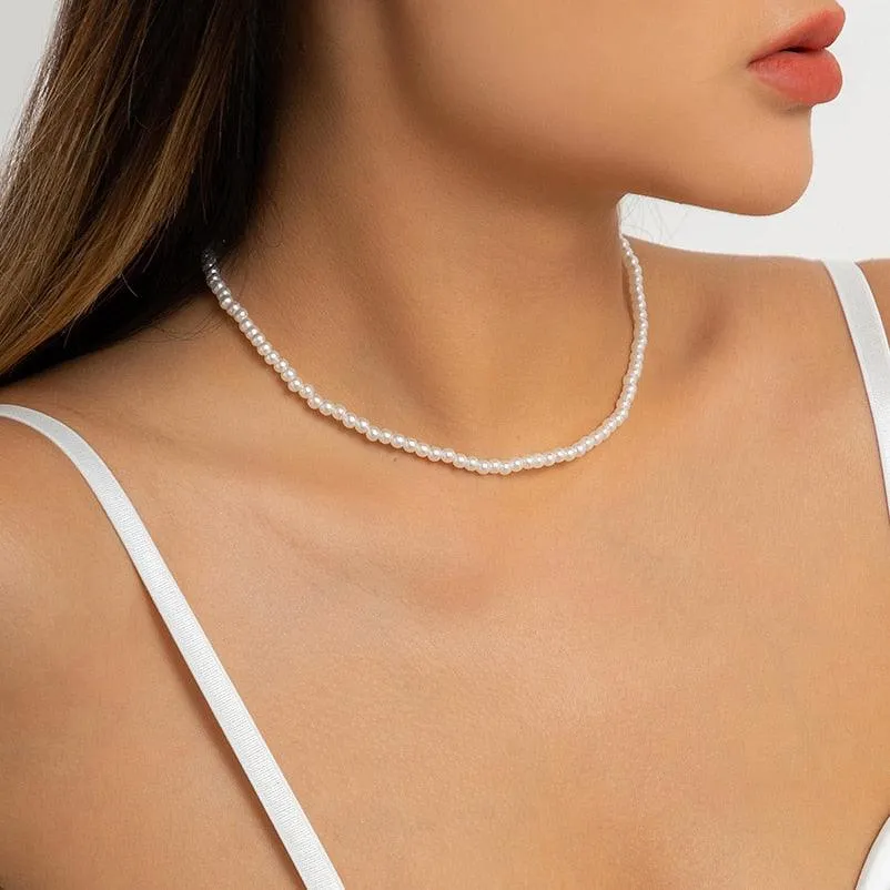 Elegant Multilayer Pearl Chain Necklace, Vintage Wedding Fashion Statement Choker