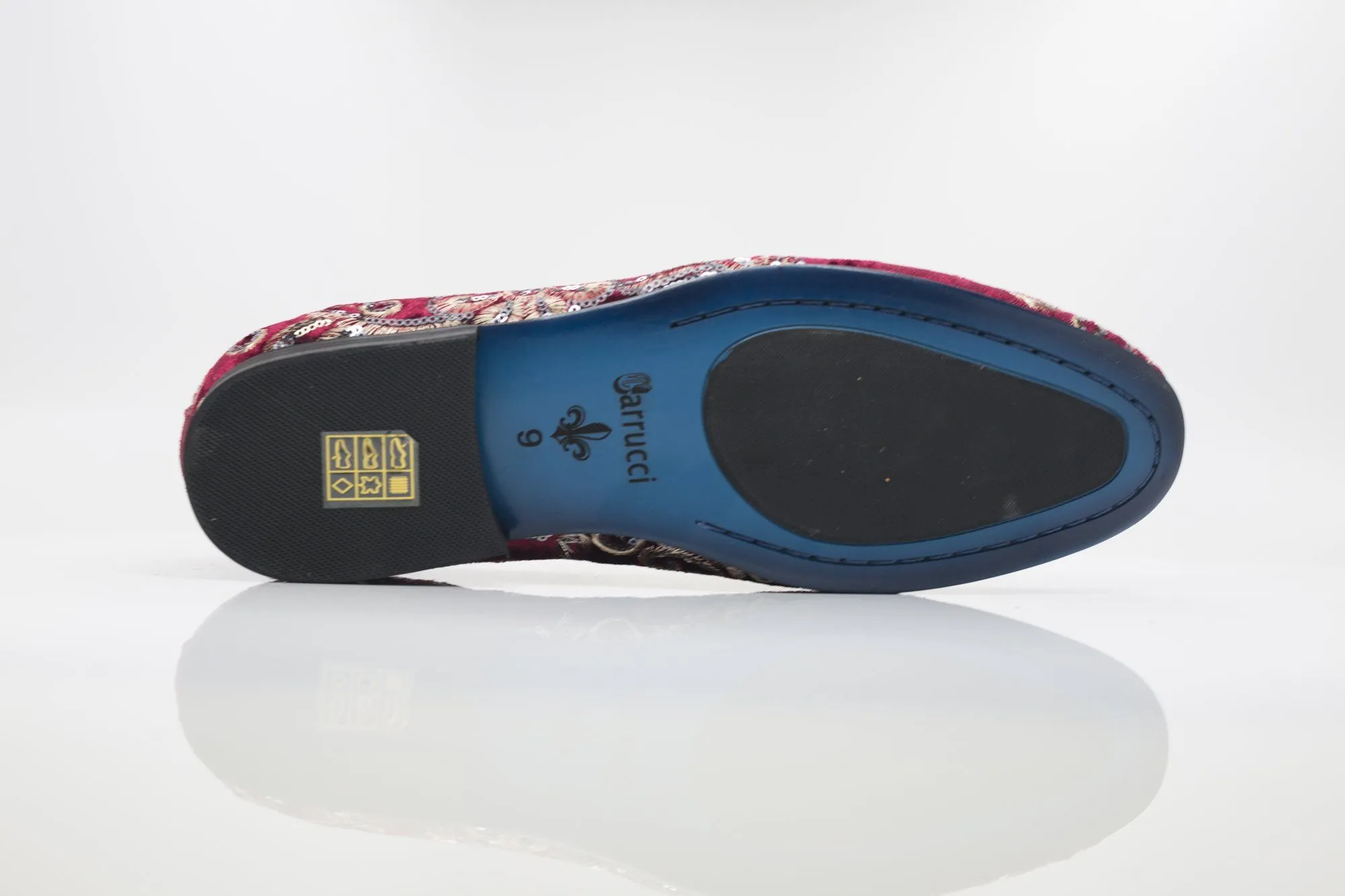 Embroidered Velvet Slip-On Loafer Ruby