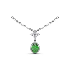 Emerald and Diamond Teardrop Necklace