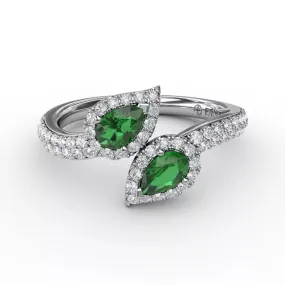 Emerald and Diamond Two Stone Ring R1699E