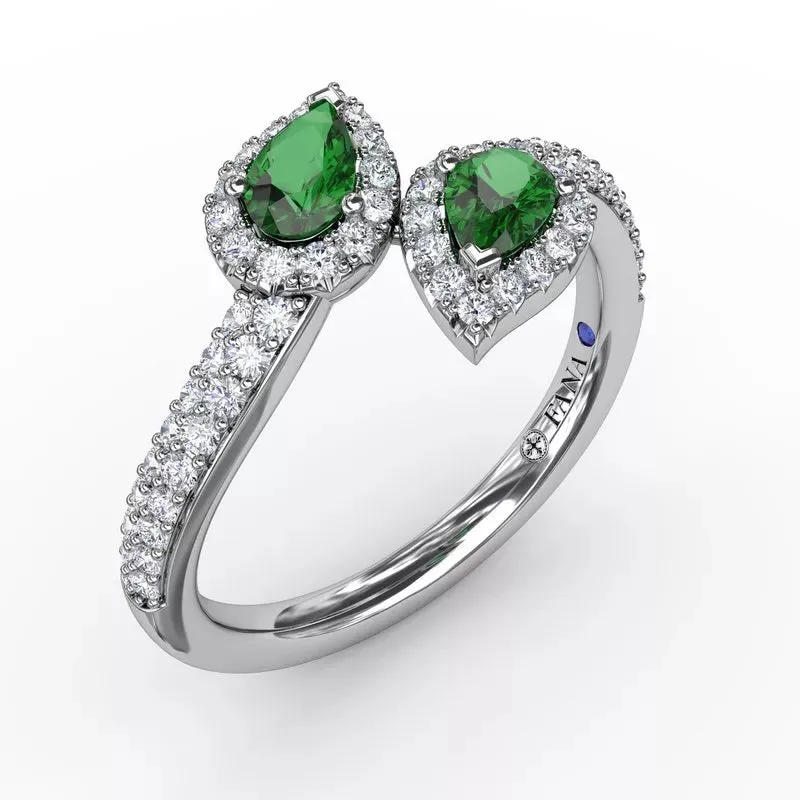 Emerald and Diamond Two Stone Ring R1699E