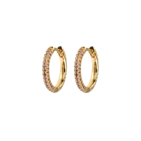 Emilia by Bon Dep - Medium Stone Covered Hoops - Brown