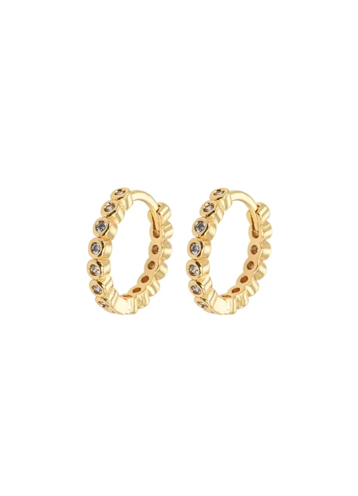 Emilia by Bon Dep - Medium Stone Drop Hoops