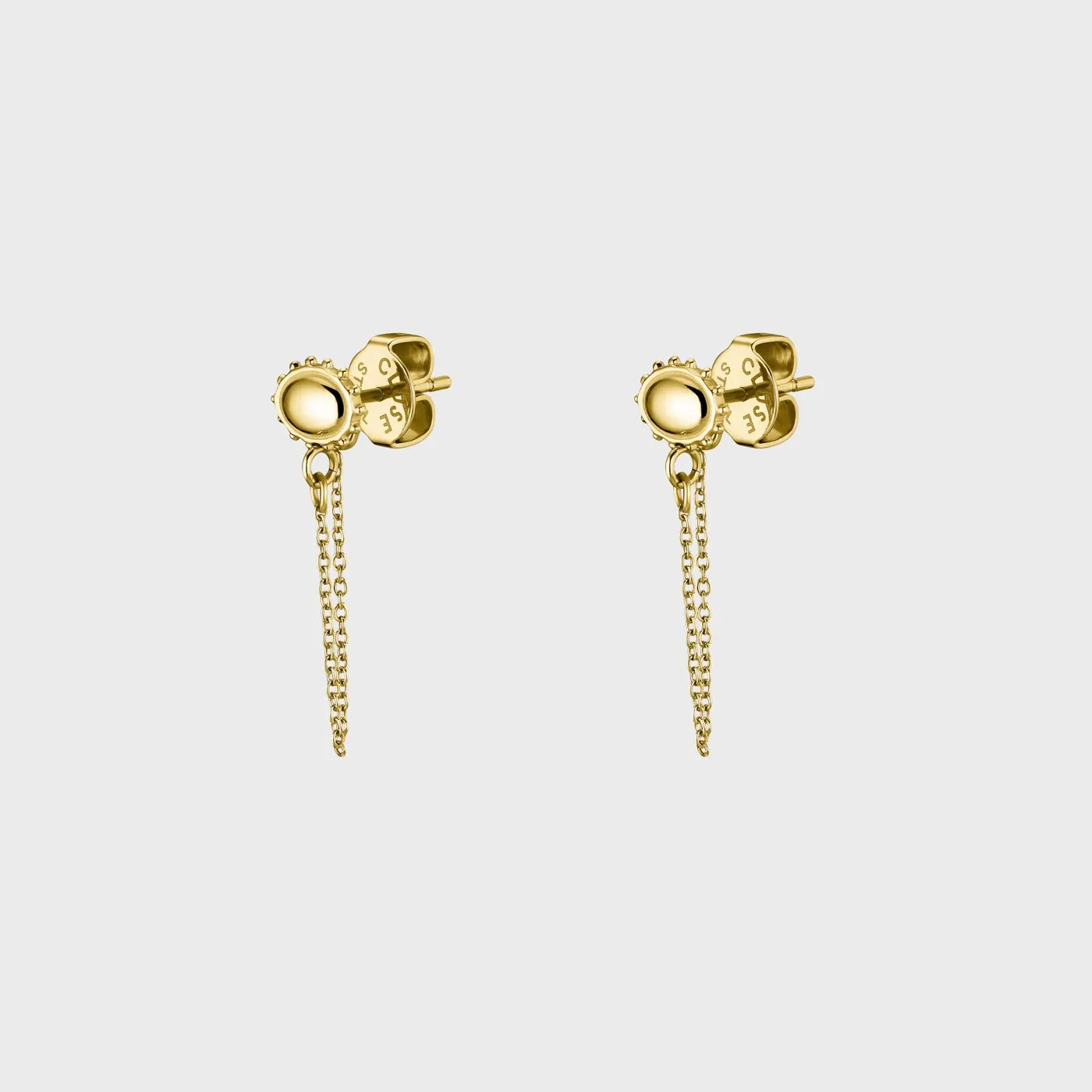 Essentielle Chain Stud Earrings, Gold Colour