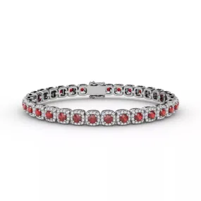 FANA Classic Cushion Cut Ruby and Diamond Bracelet B1490R