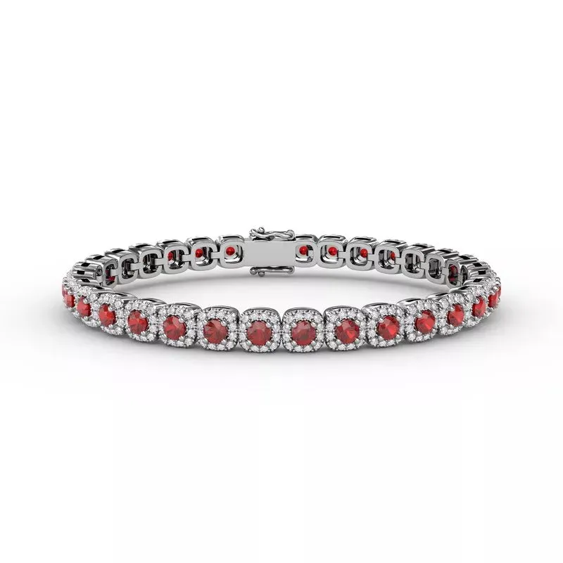 FANA Classic Cushion Cut Ruby and Diamond Bracelet B1490R