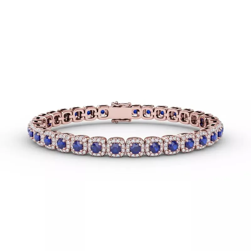 Fana Classic Cushion Cut Sapphire and Diamond Bracelet 1490