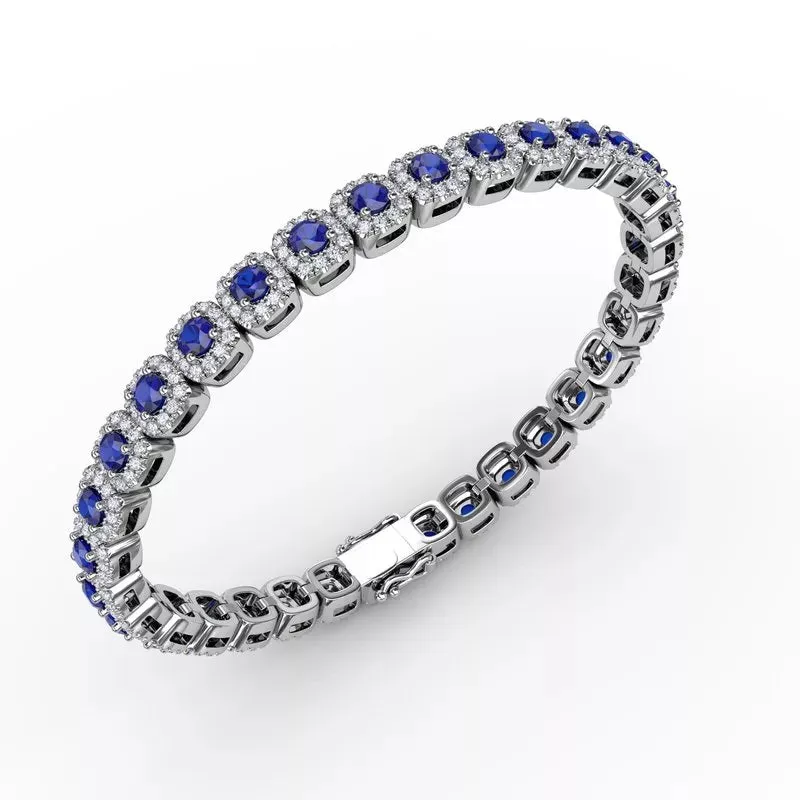 Fana Classic Cushion Cut Sapphire and Diamond Bracelet 1490