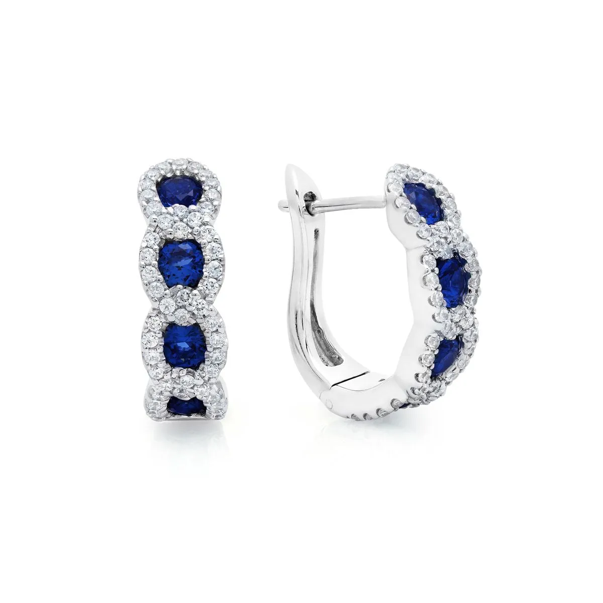 Fana Curb Link Emerald and Diamond Hoop Earrings