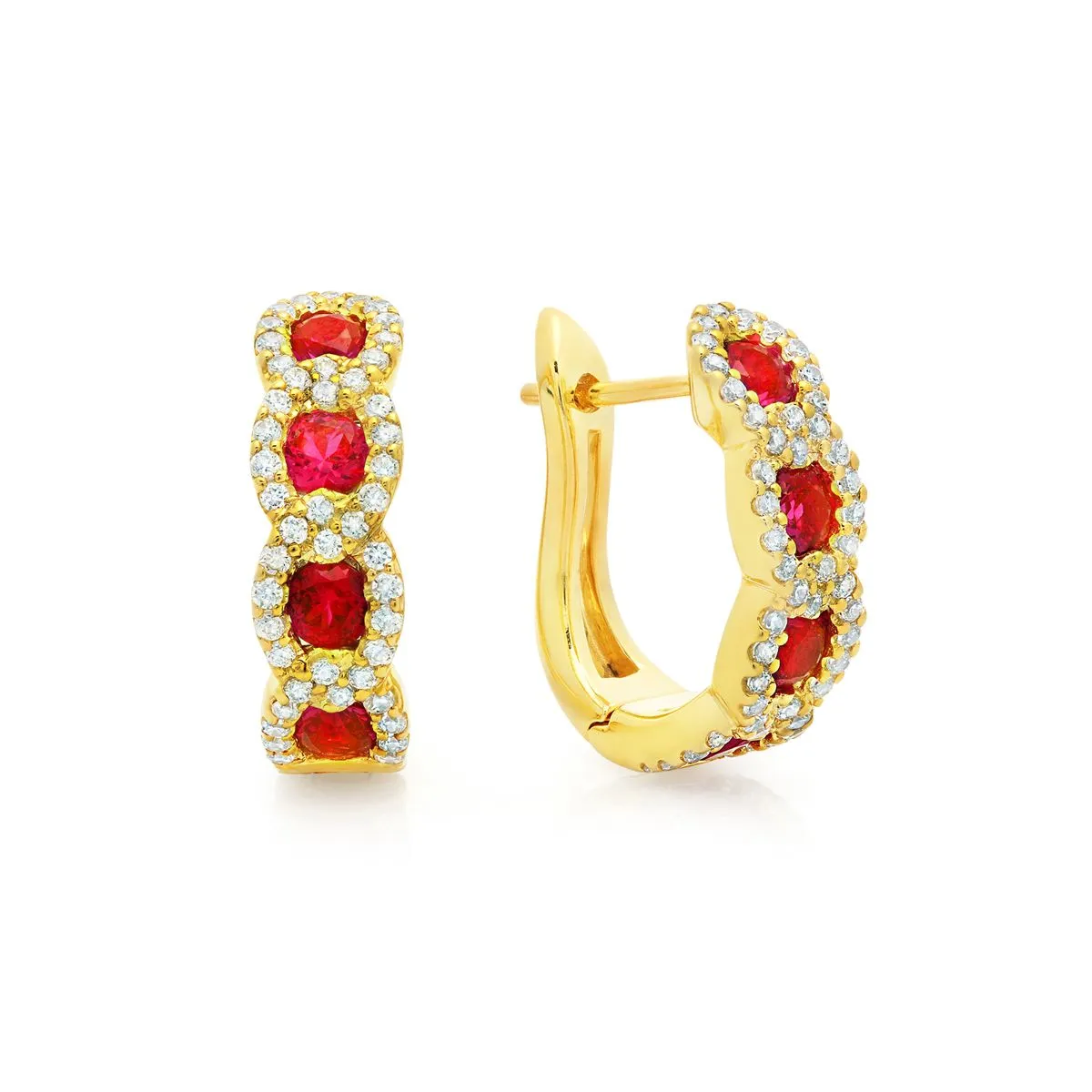 Fana Curb Link Emerald and Diamond Hoop Earrings