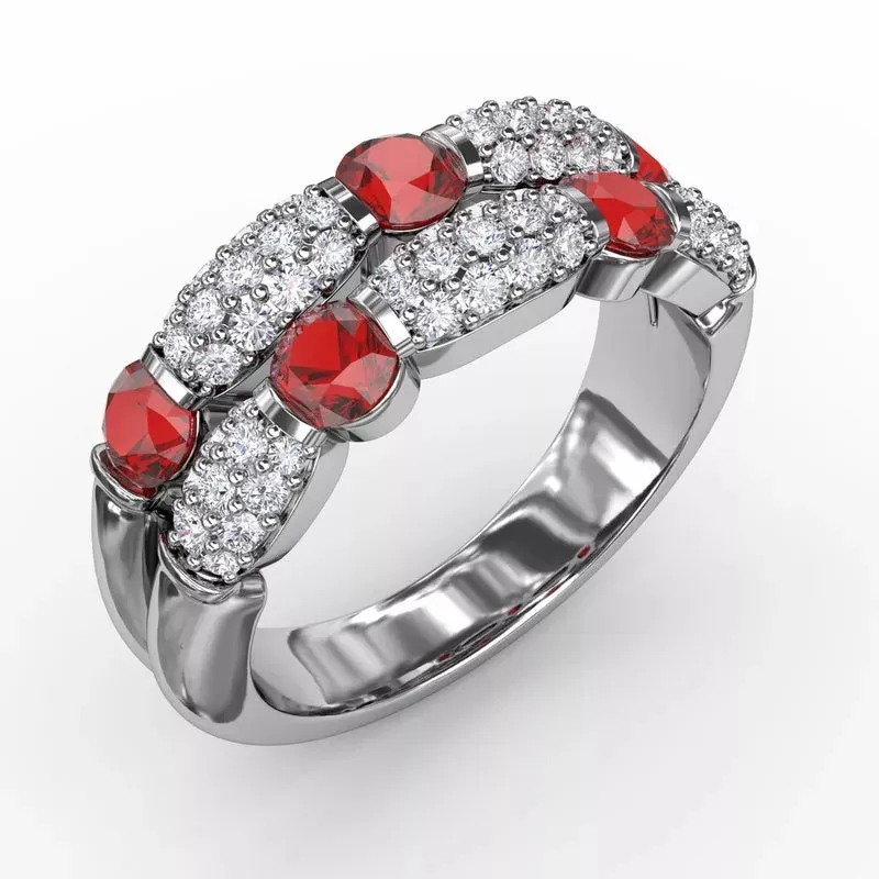 Fana Double Row Ruby and Diamond Ring 1592