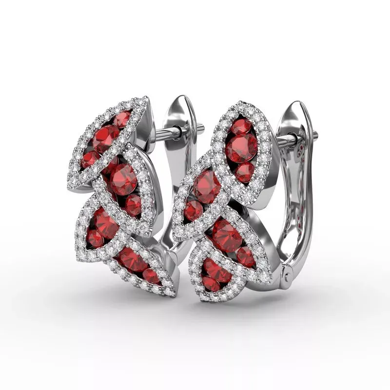 Fana Dramatic Ruby and Diamond Leaf Earrings