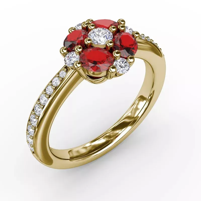 FANA Floral Ruby and Diamond Ring R1536R