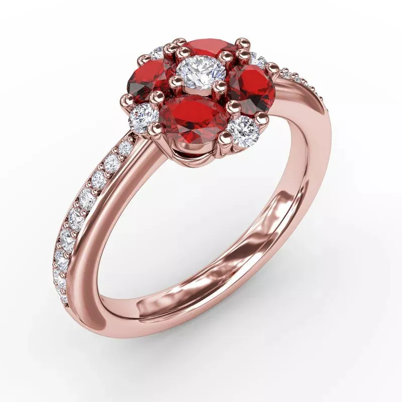 FANA Floral Ruby and Diamond Ring R1536R