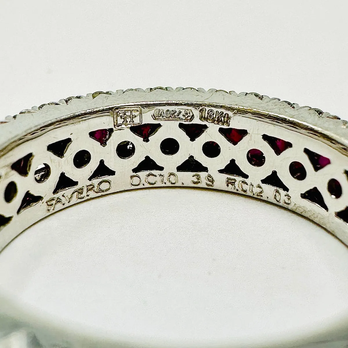 Favero 18K White Gold Eternity Ring with Ruby and Diamond