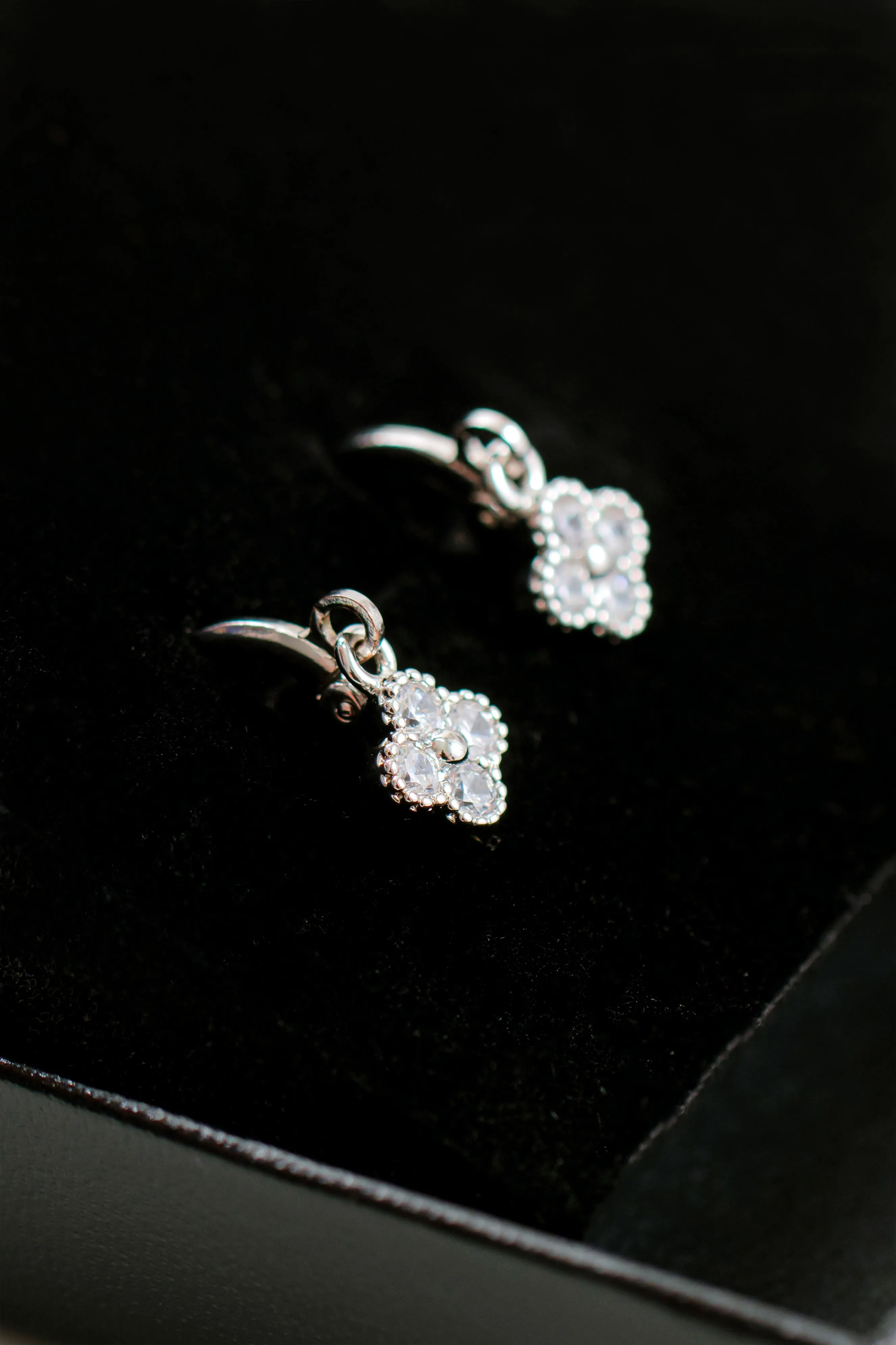 Flower Huggie Earrings | Silver