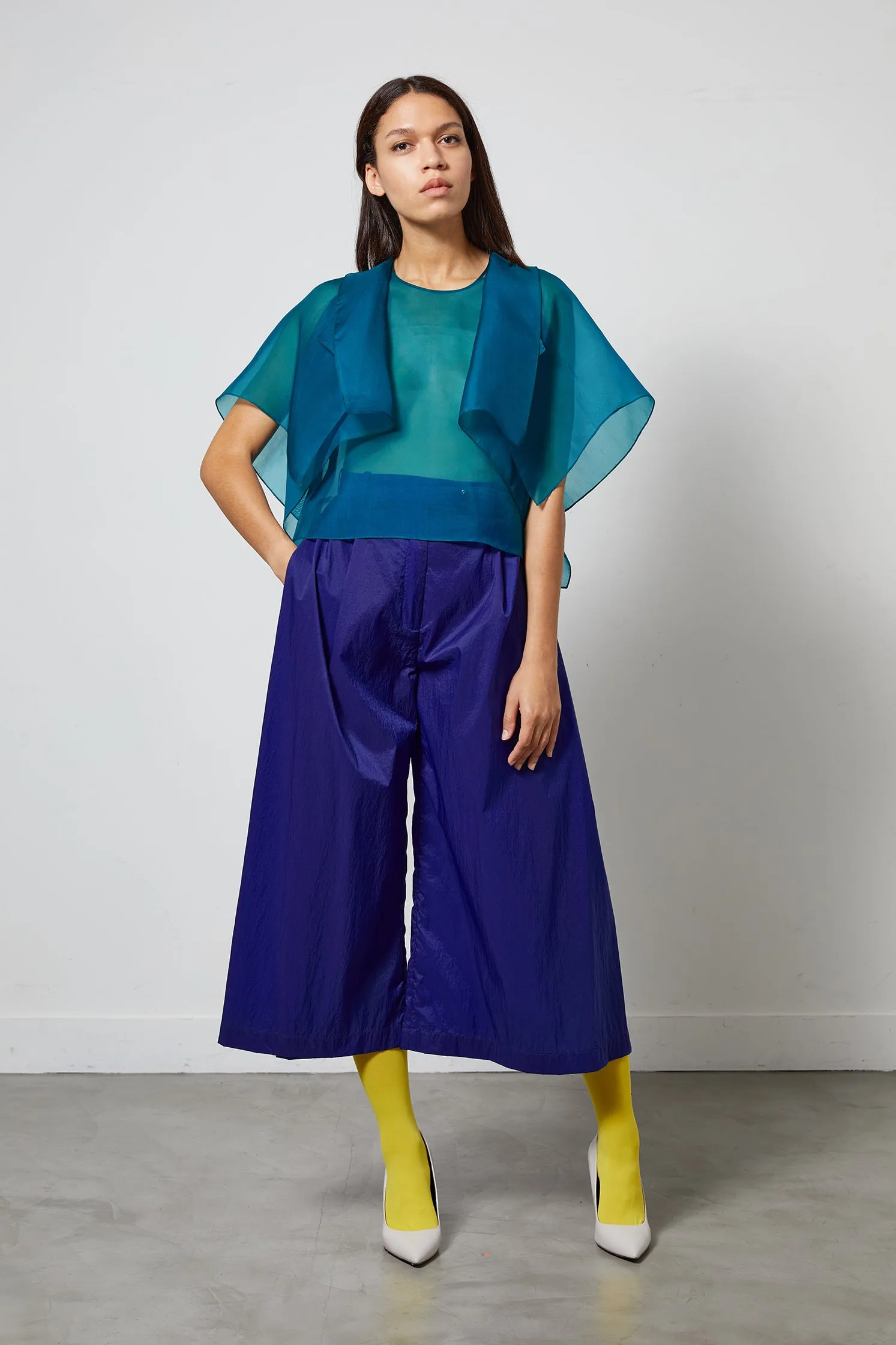 FOLDED jade - experimental silk draped top