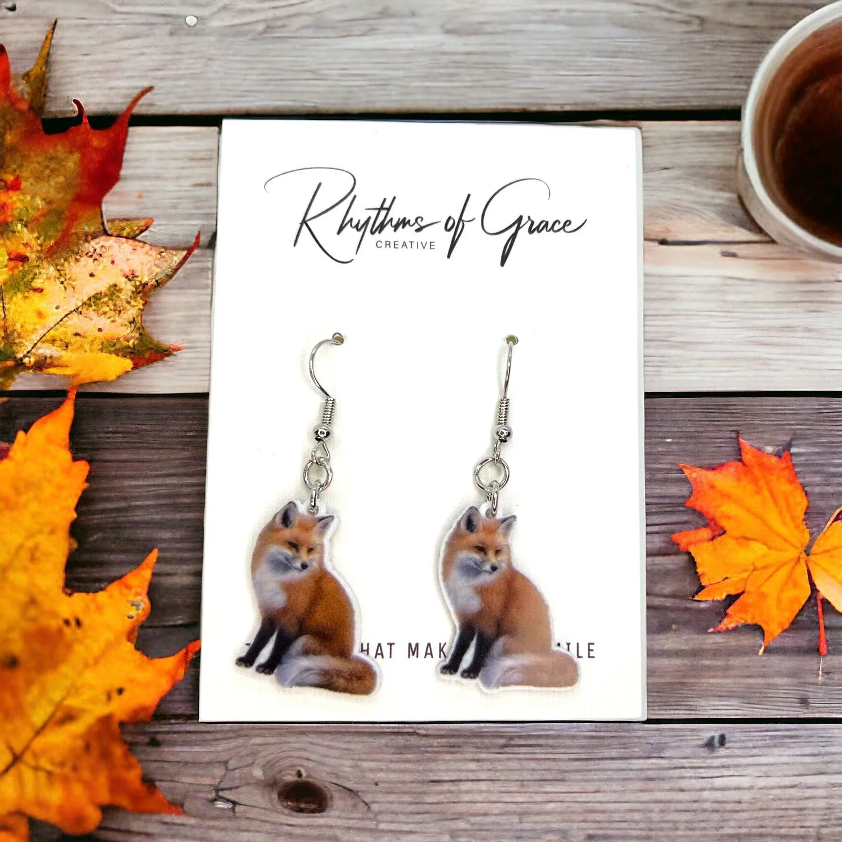 Fox Earrings - Red Fox, Fox Accessories, Fox Jewelry, Handmade Earrings, Fox Tail, Handmade Jewelry, Woodland Animals, Animal Earrings