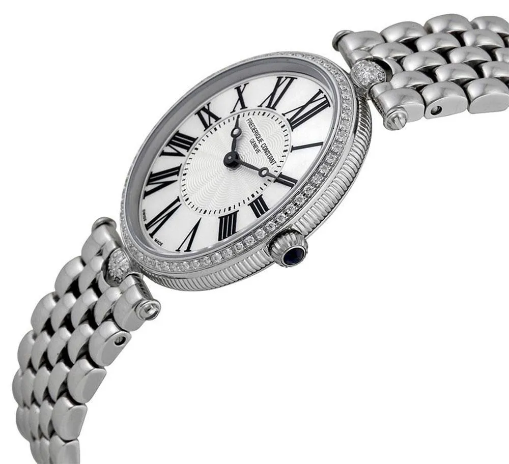 Frederique Constant Classics Art Deco Stainless Steel Oval Case Mother-of-Pearl Dial Diamonds Quartz Womens Watch FC-200MPW2VD6B