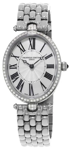 Frederique Constant Classics Art Deco Stainless Steel Oval Case Mother-of-Pearl Dial Diamonds Quartz Womens Watch FC-200MPW2VD6B