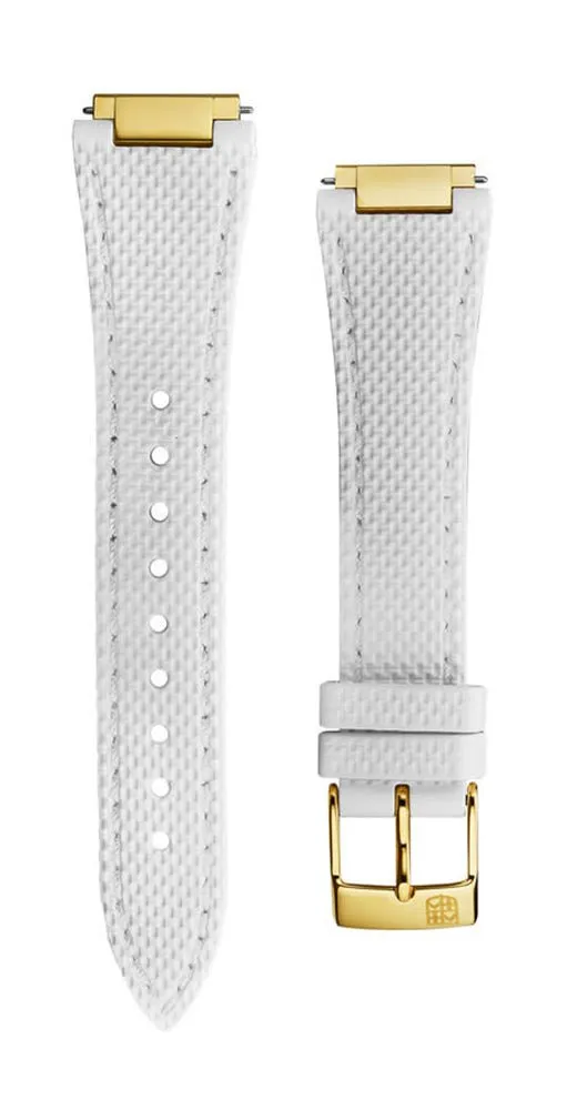 Frederique Constant Highlife Steel & Yellow Gold Plated Silver Dial Diamonds Interchangeable White Rubber Strap Date Quartz Womens Watch FC-240VD2NH3B