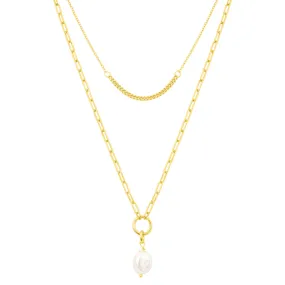 fyb Emily Pearl Layer Necklace in Gold