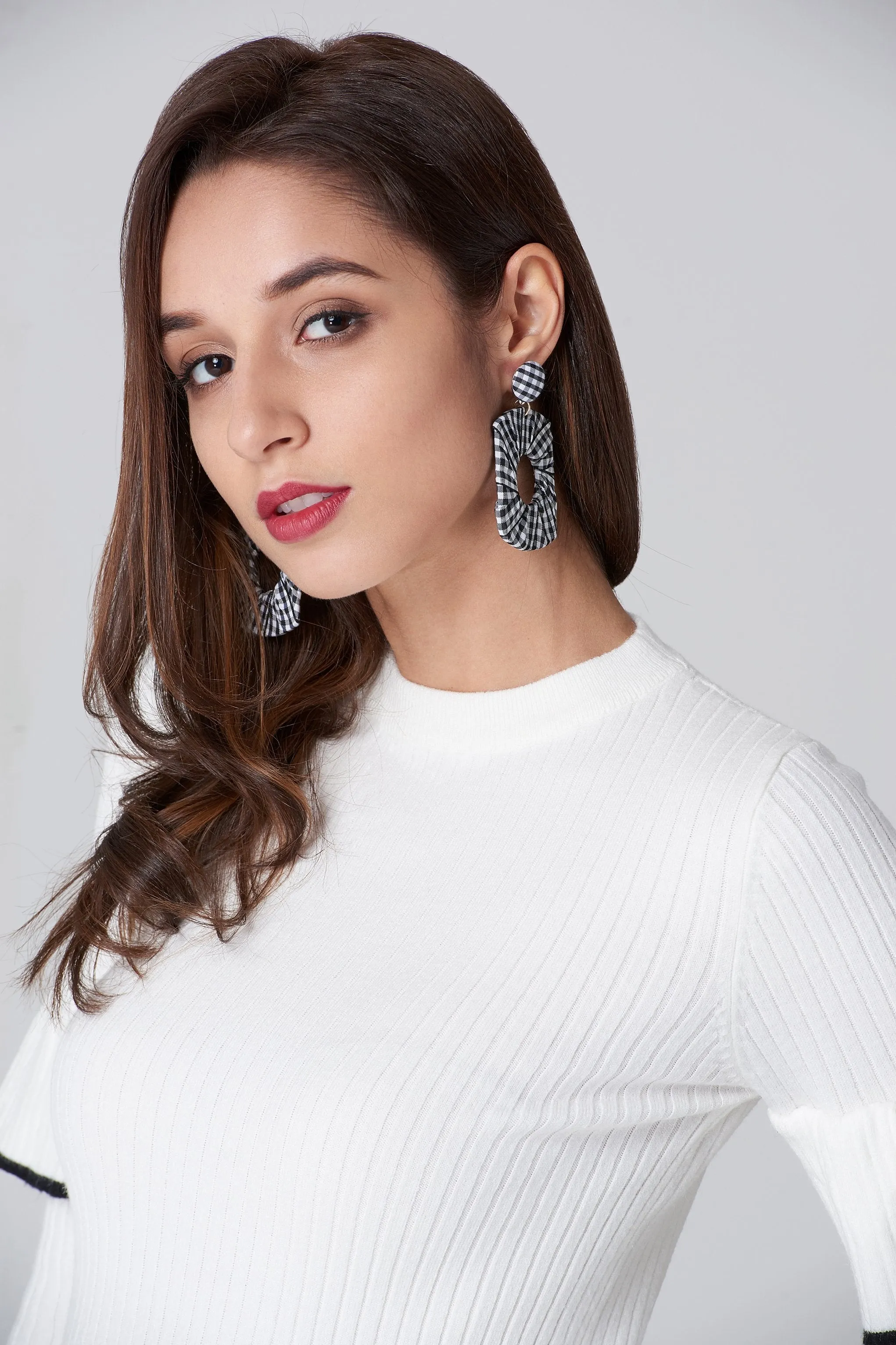 Gingham Square Frame Earrings