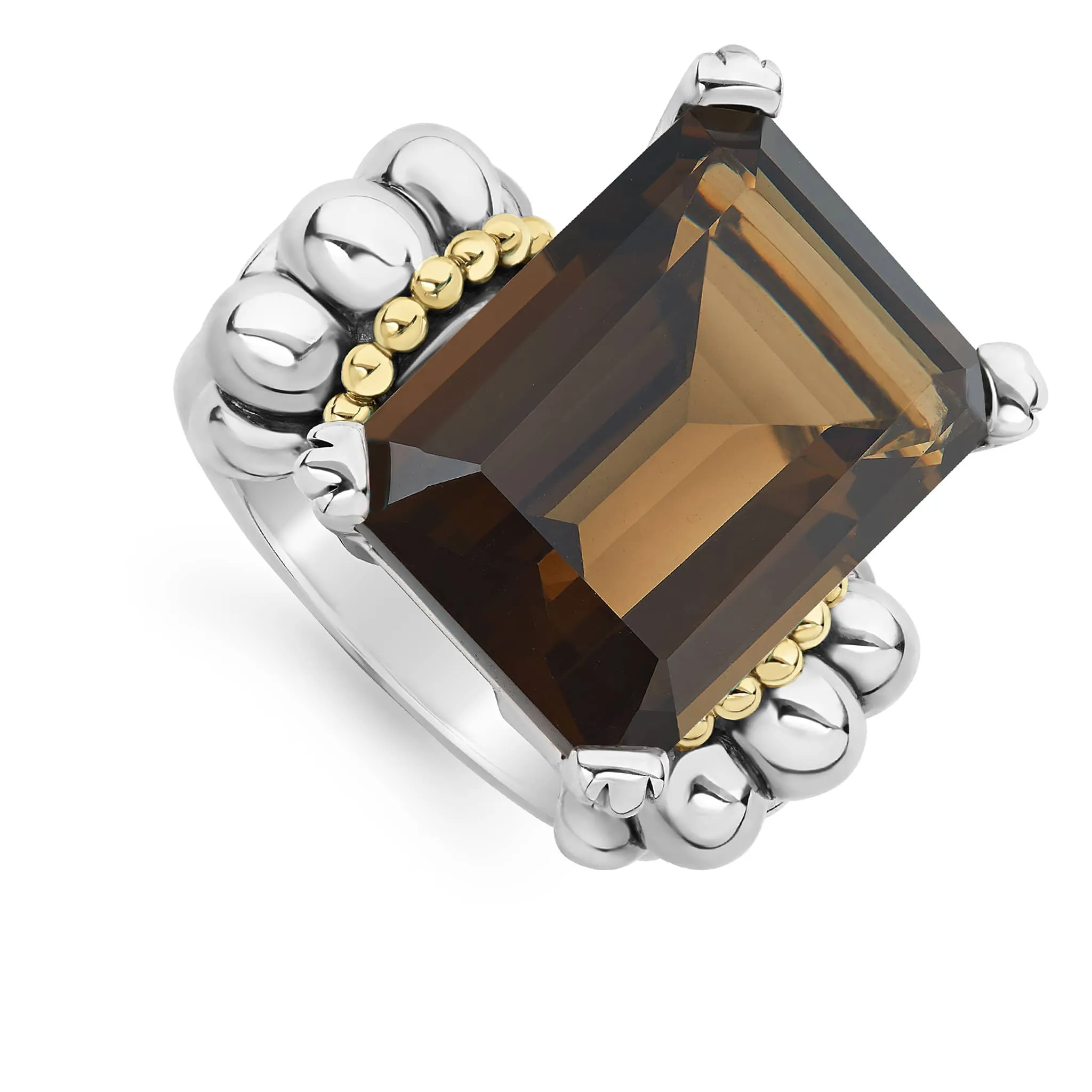 Glacier Extra Large Emerald-Cut Smokey Quartz Ring