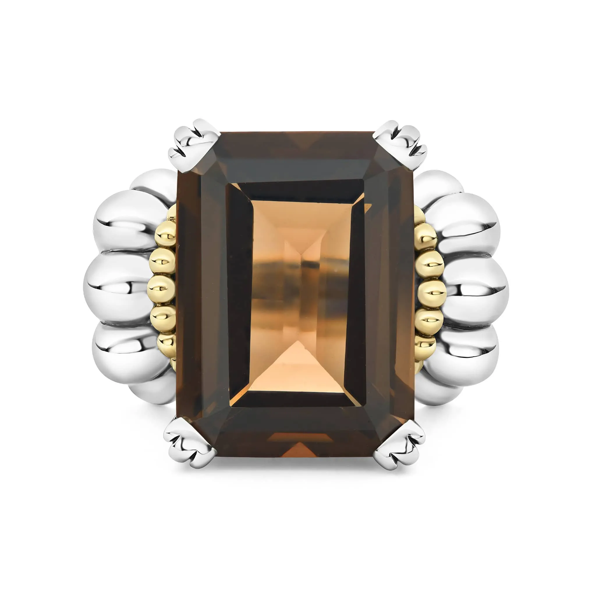 Glacier Extra Large Emerald-Cut Smokey Quartz Ring