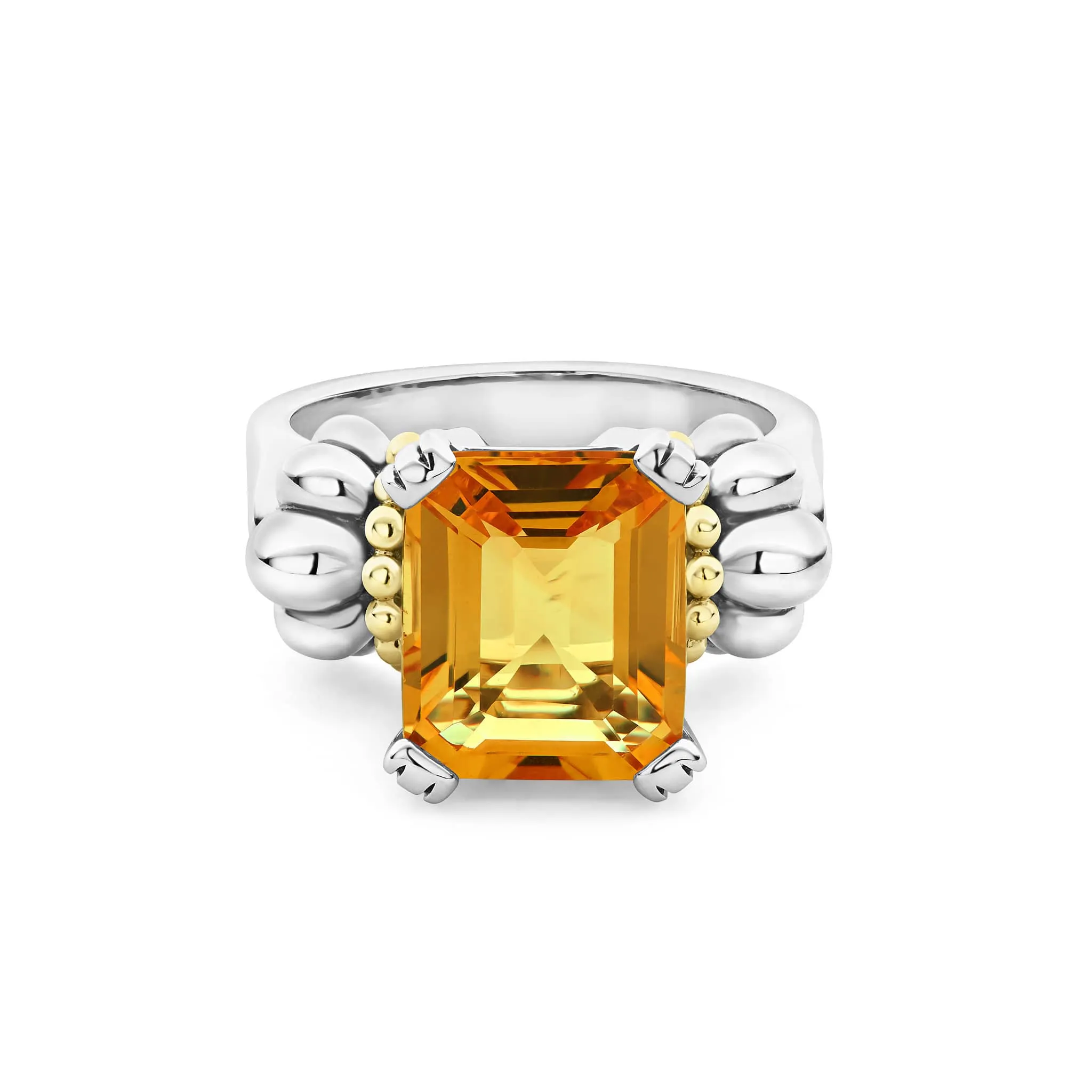 Glacier Medium Emerald-Cut Citrine Ring