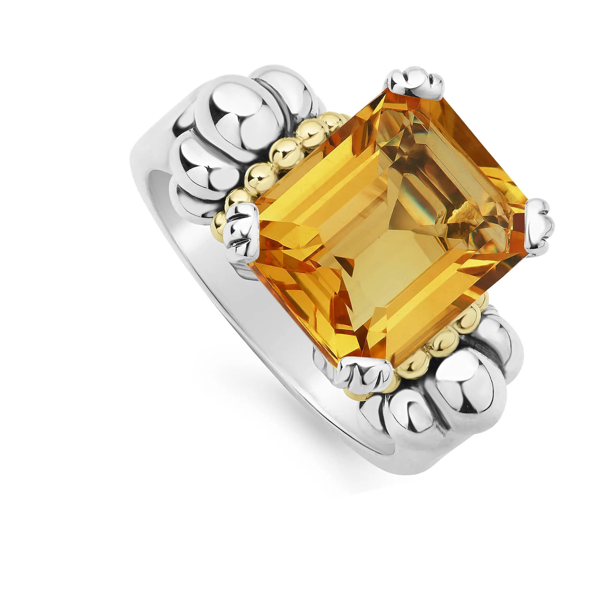 Glacier Medium Emerald-Cut Citrine Ring