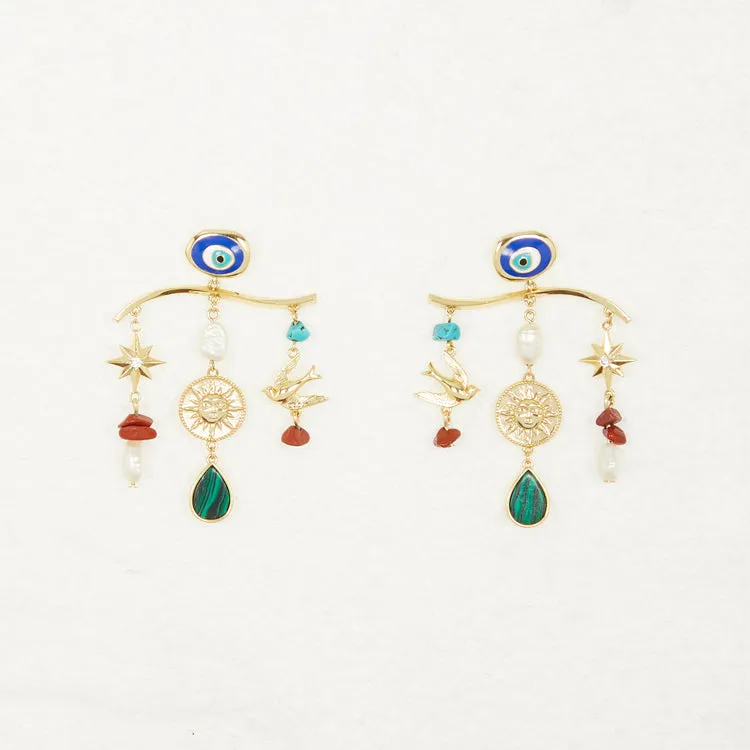 Gold Plated Balearic Charm Earring